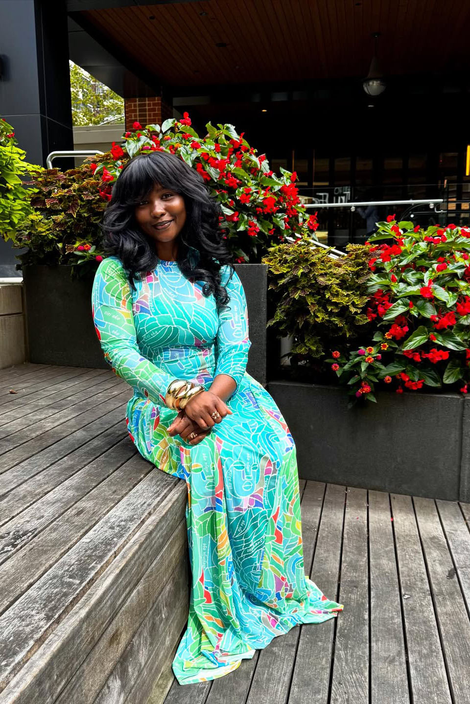 Vibrant Geo Print Maxi Dress