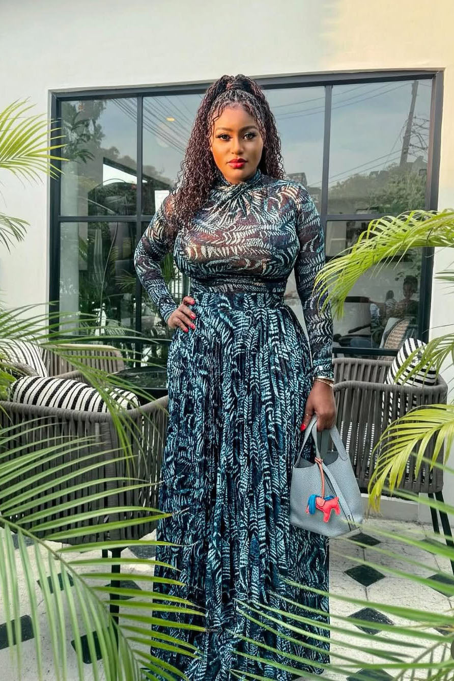 Mesh Pleated Abstract Maxi Dress