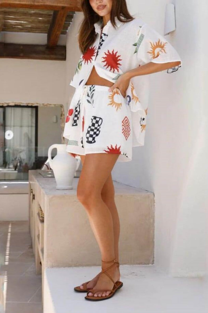 Zestaw szortów z elastycznymi nadrukami na co dzień