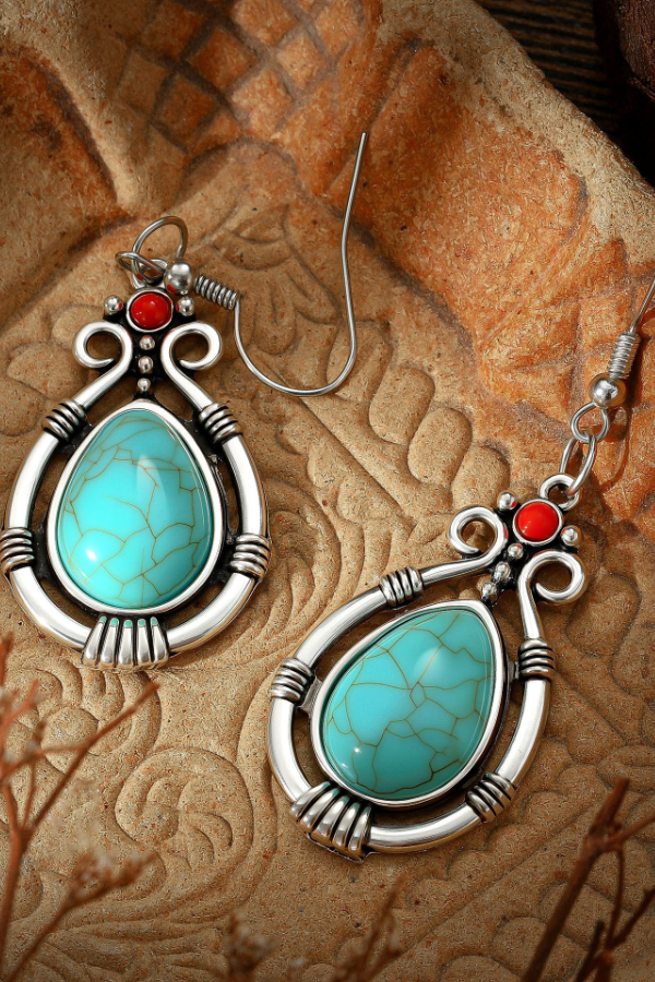 Boucles d'oreilles vintage turquoise style western pour femmes