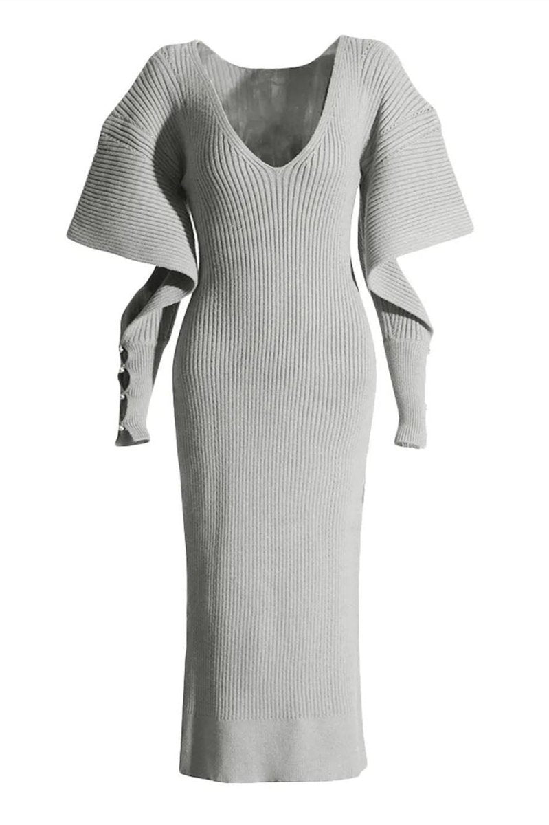 Vestido de punto midi con mangas de murciélago y aberturas de Alberta