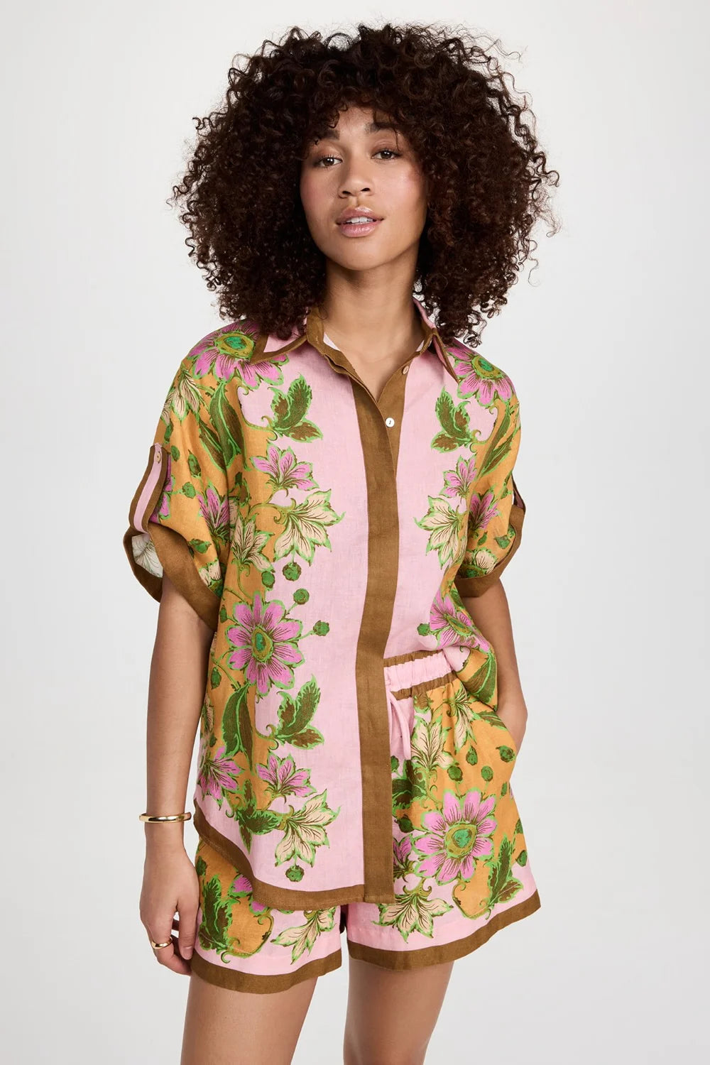 Set de pantaloni scurți largi florali retro