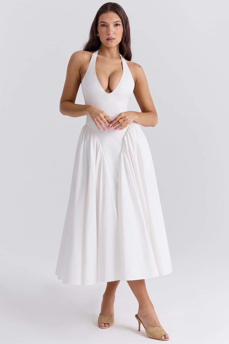Vestido midi con espalda abierta y cuello halter de Alice