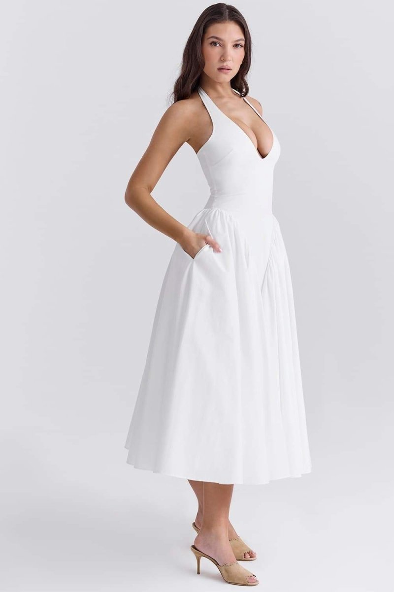 Vestido midi con espalda abierta y cuello halter de Alice