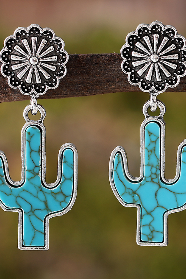 Damme Western Retro Turquoise Kaktusblumm Pendel-Ouerbeliéieren
