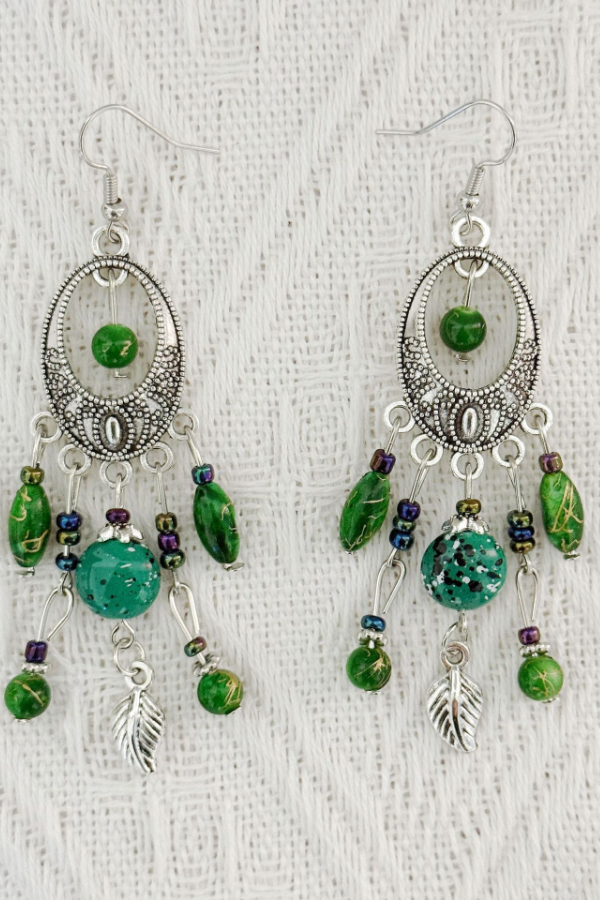 Boucles d'oreilles longues à franges turquoise en alliage pour femmes, boucles d'oreilles décoratives