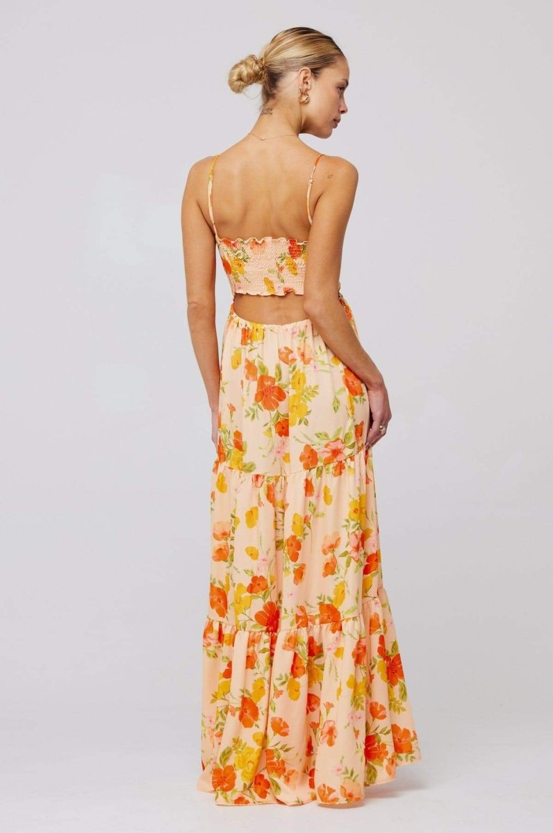 Vestido camisero largo con aberturas y estampado Beverly
