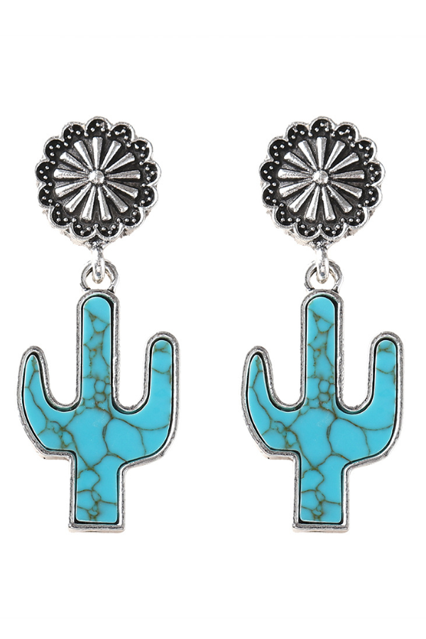 Damme Western Retro Turquoise Kaktusblumm Pendel-Ouerbeliéieren