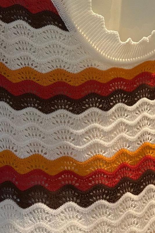 Robe longue en tricot dos nu à motif zigzag tissé Calista