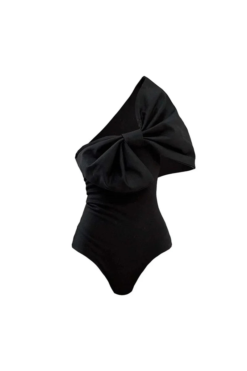 Black and White Bow One Piece Swimsuit Set