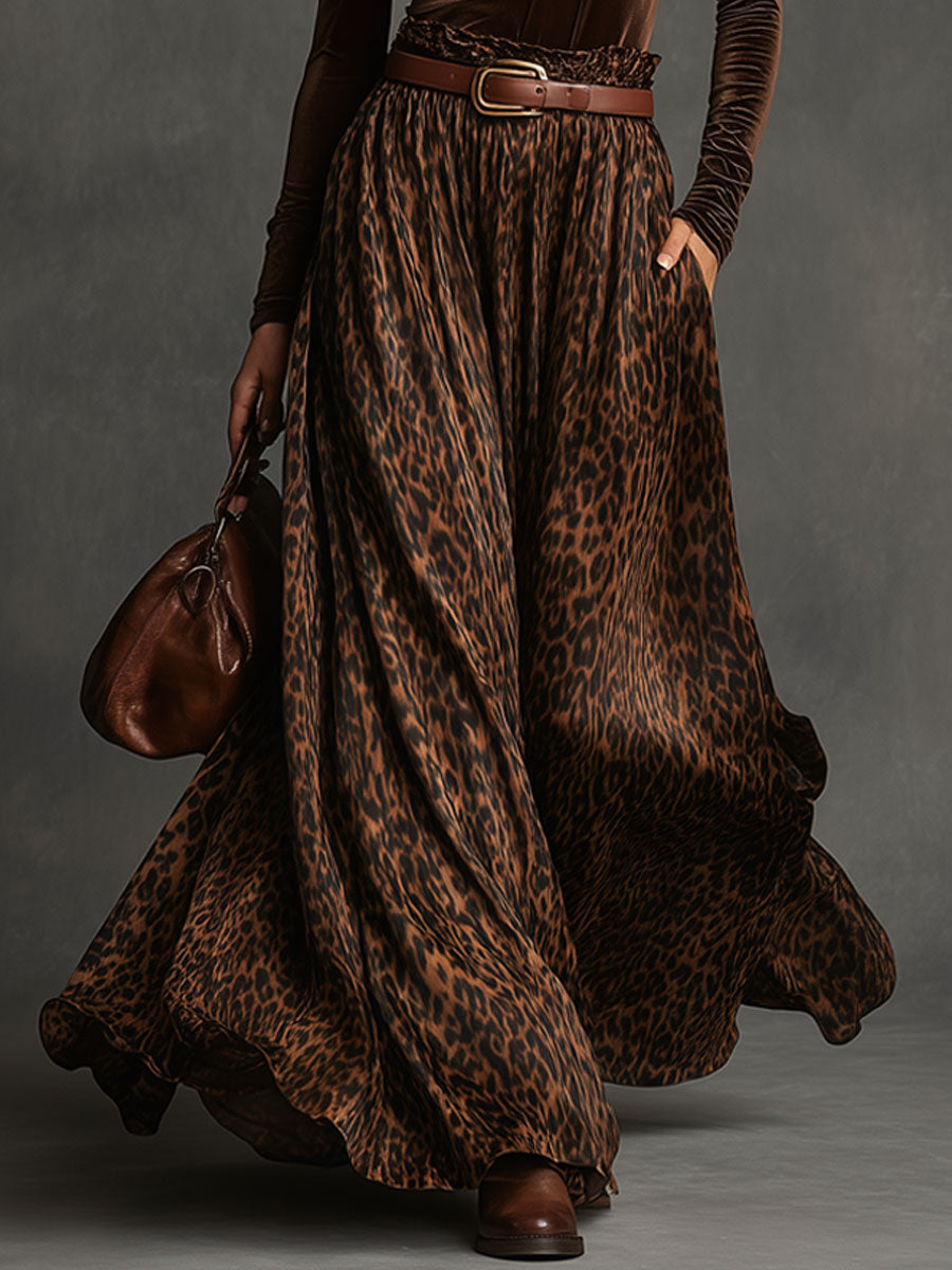 Sada vintage sametového roláku a sukně s leopardím potiskem