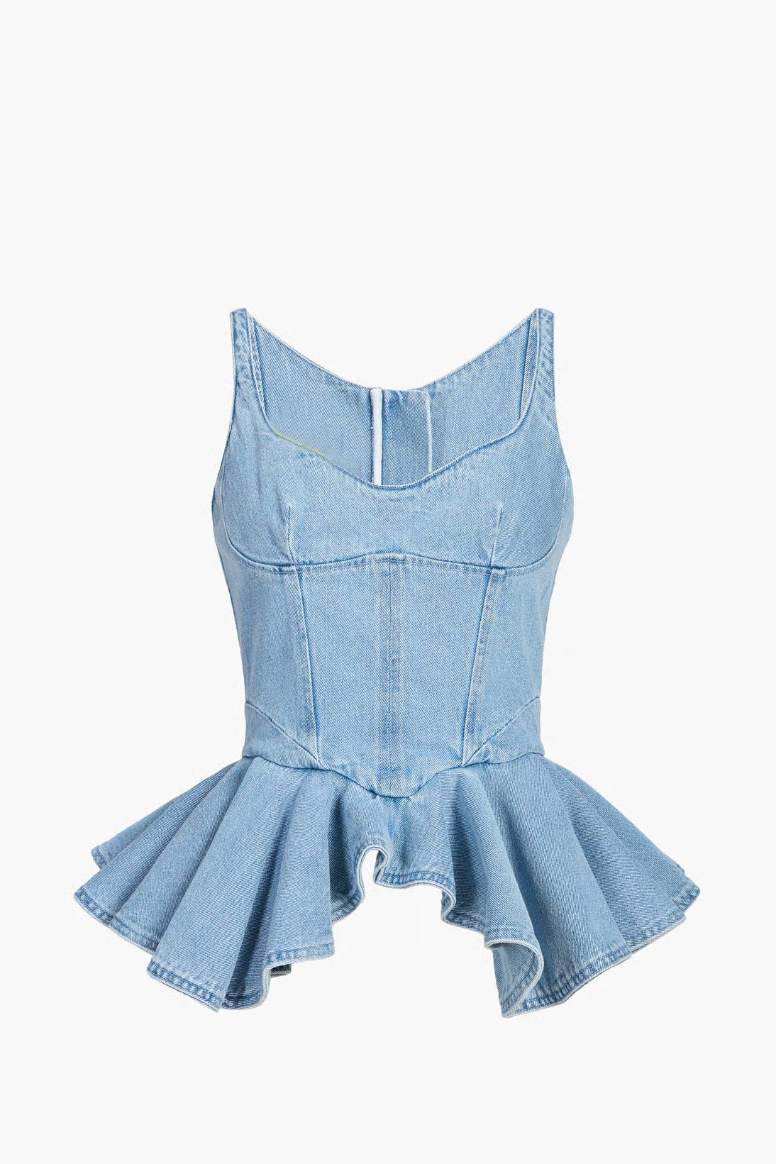 Top en denim style corset avec basque