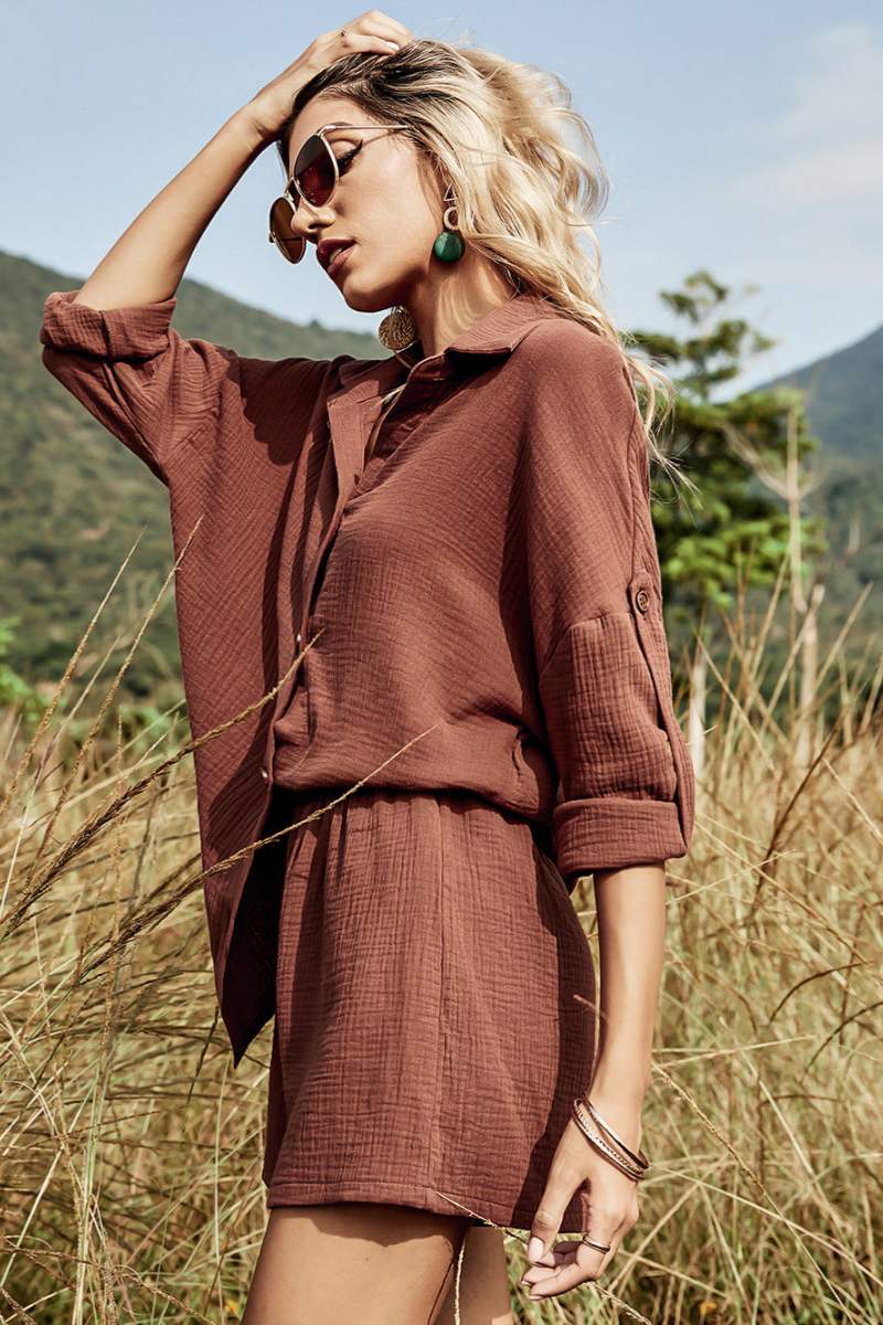 Moud Casual Koteng Léngen Kostüm Shirt Shorts