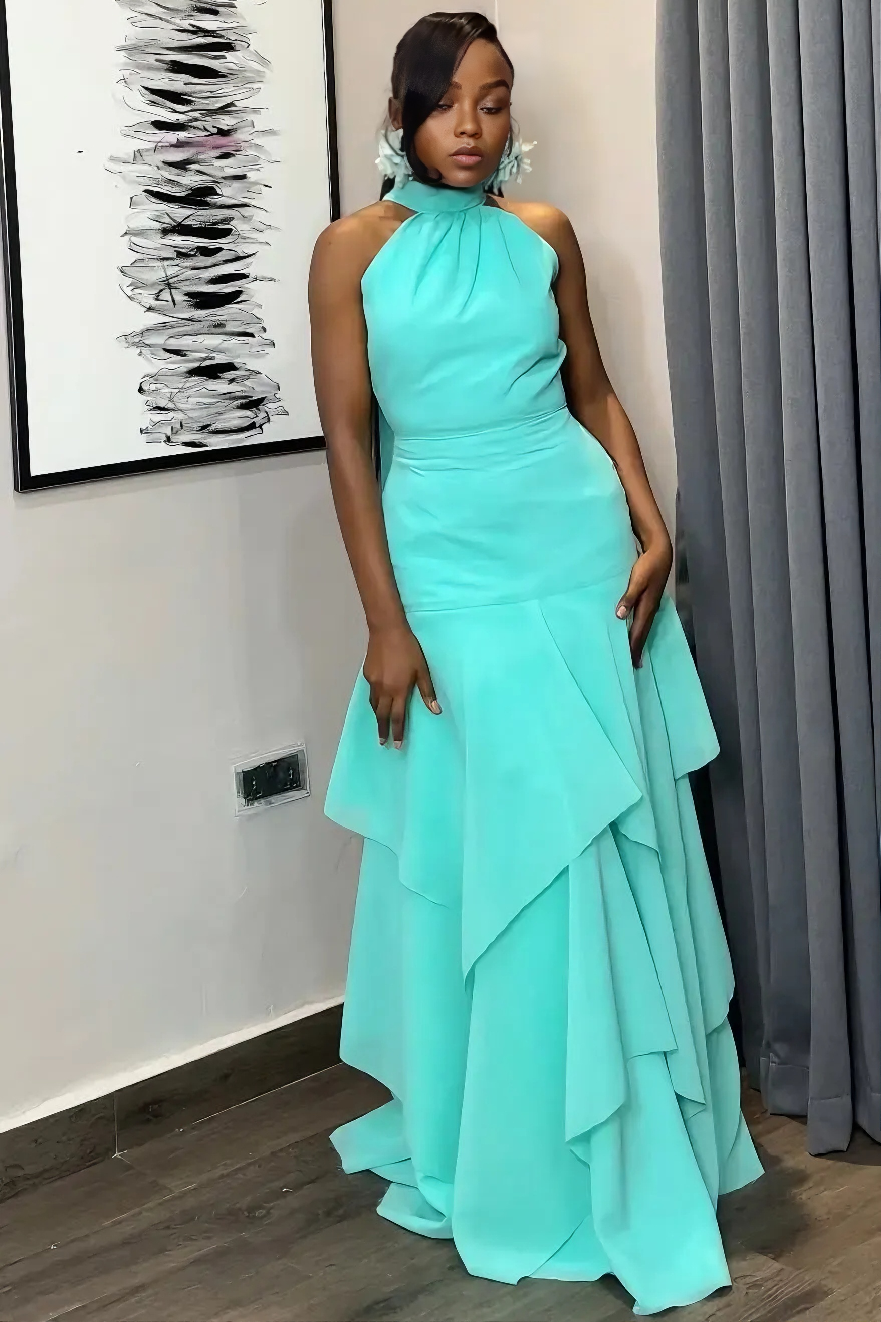 Santorini Mint Ruffle Drama Maxi Dress