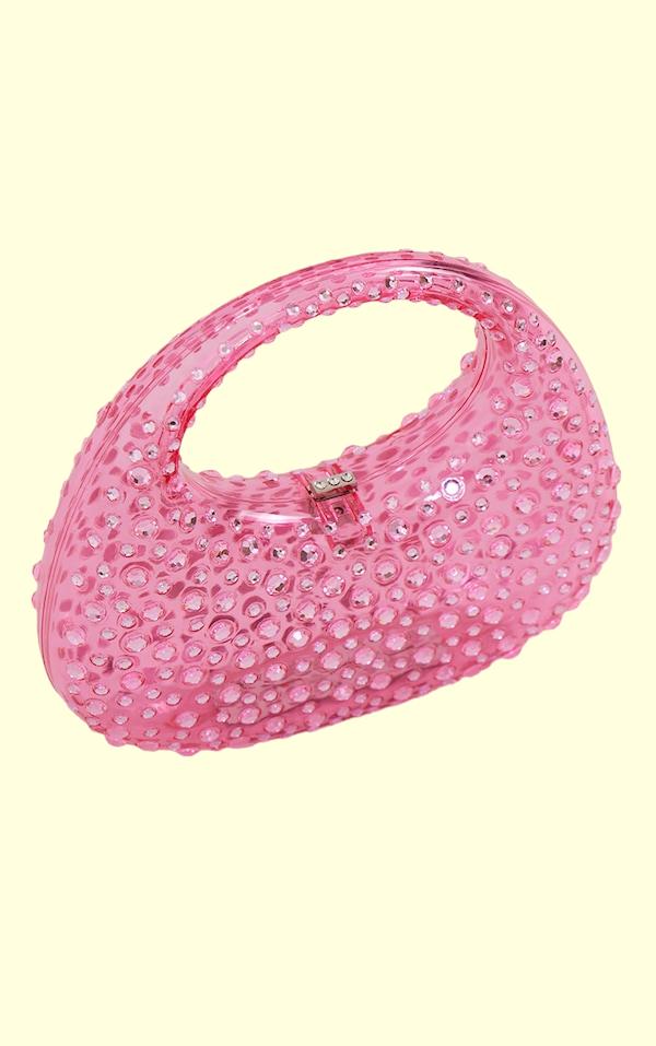 Diamante Embellished Acryl Clutch Bag