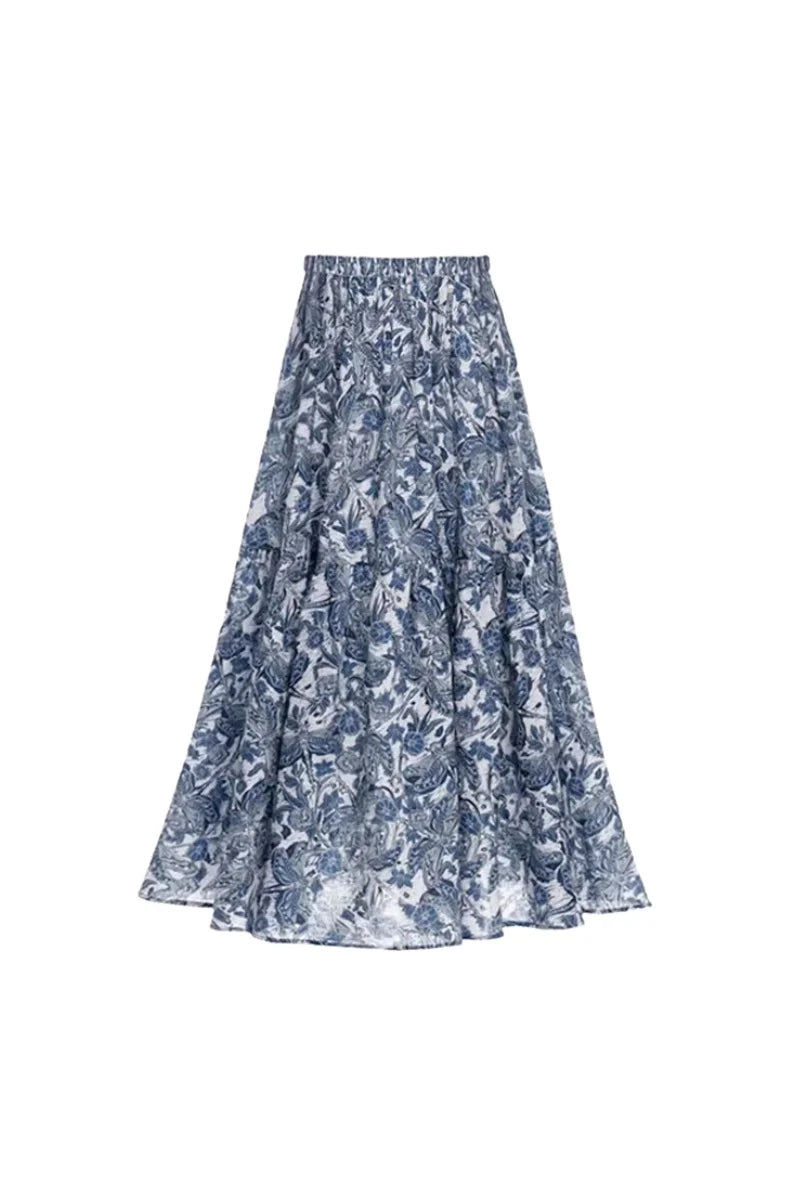Blue Dragonfly Ruffle Skirt Swimsuit Set