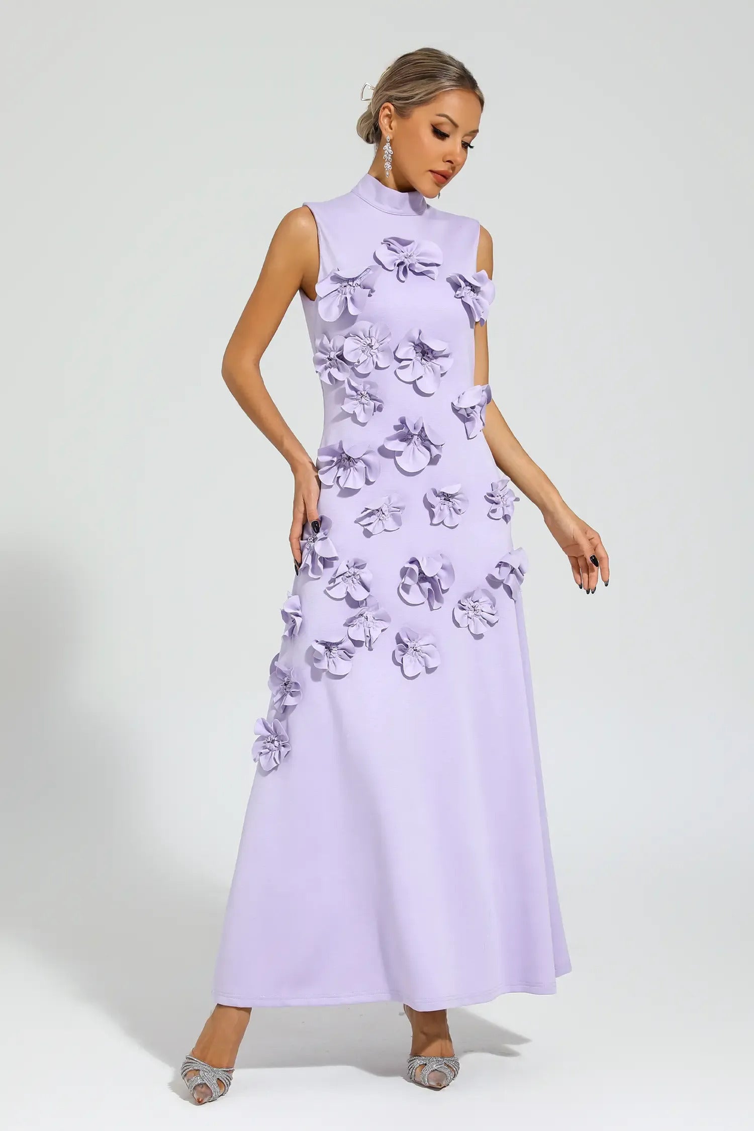 Ethel Flower Embellished Sleeveless Maxi Dress