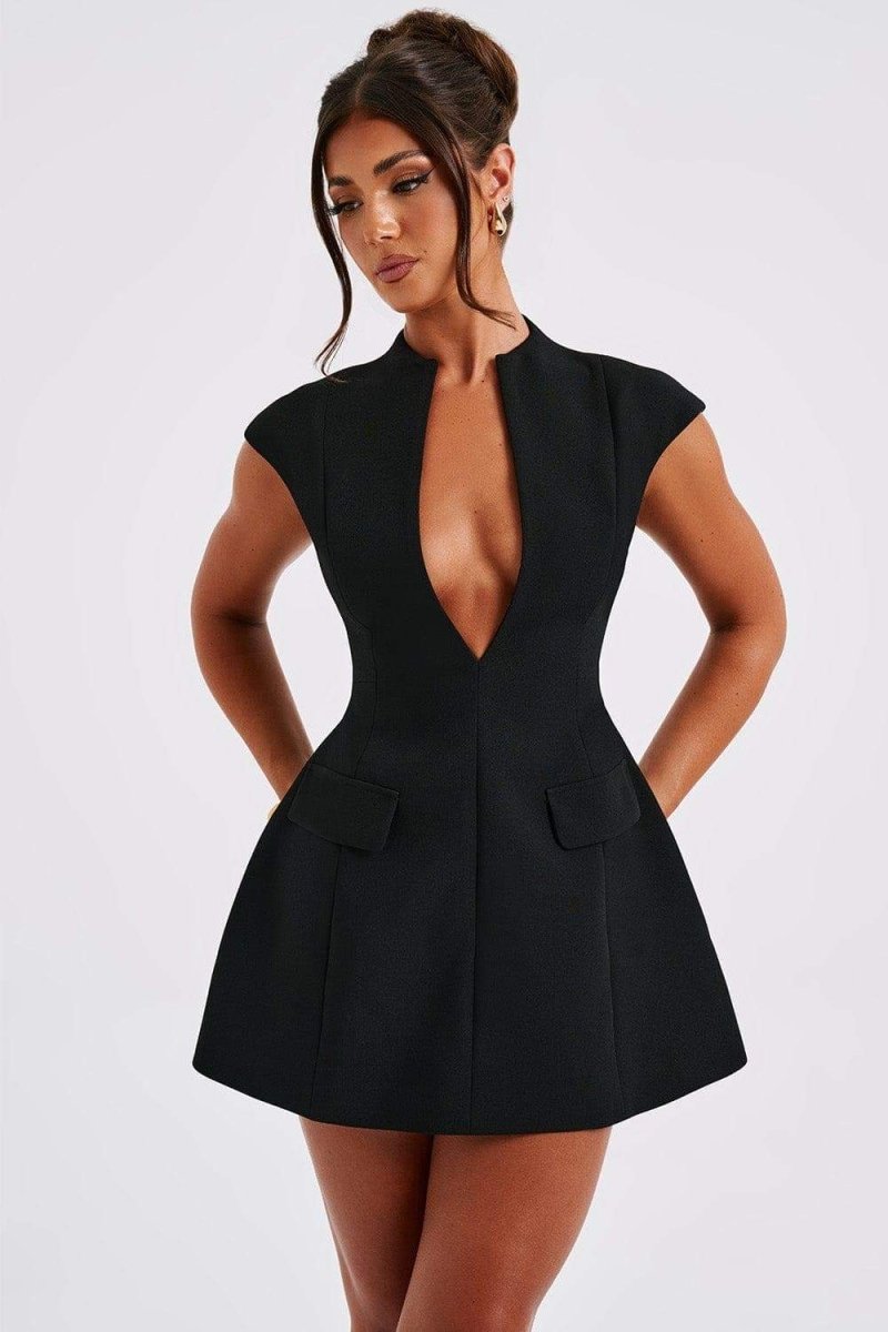 evelyn mini dress Evelyn Cap Sleeve Pleated Mini Dress