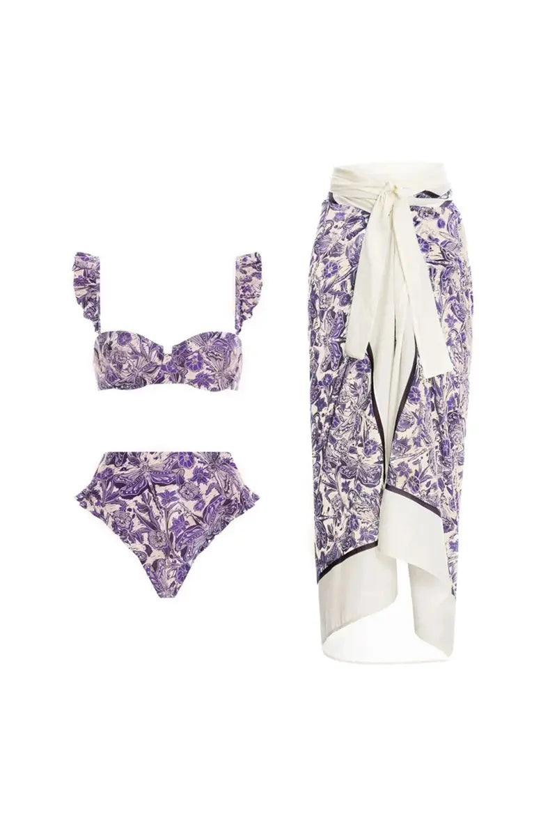 Dragonfly Ruffle Bikini Swimsuit Set