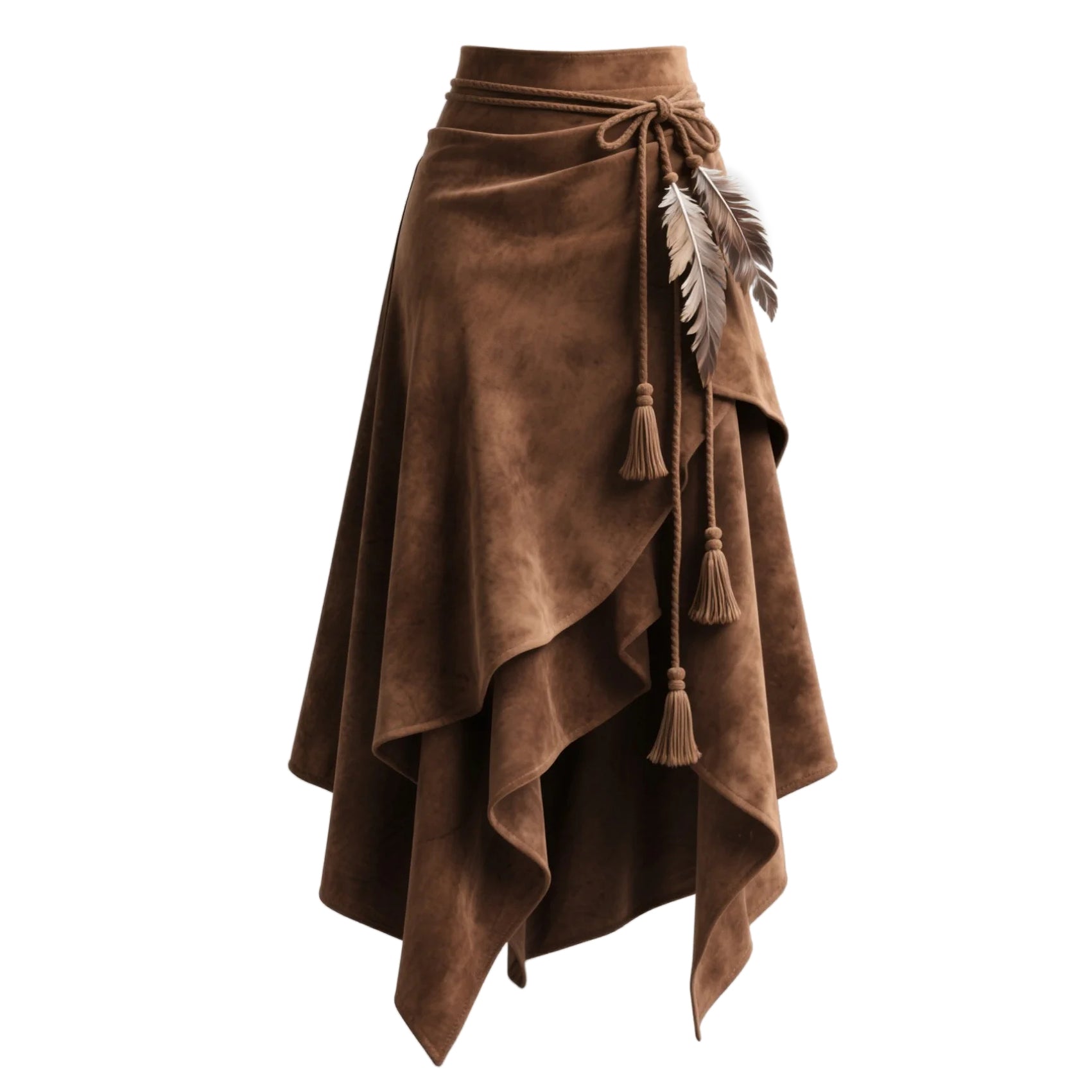 Jupe en daim à design irrégulier style western rétro