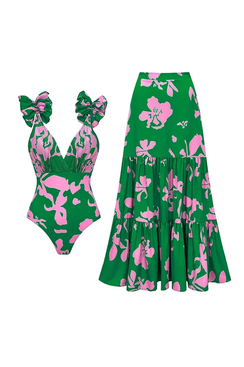 Floral Print Resort Swimsuit Set
