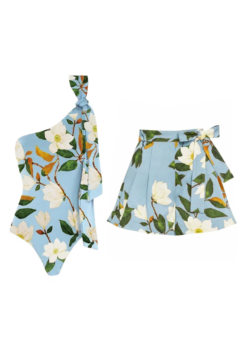 Fresh Floral One Piece Swimsuit Set