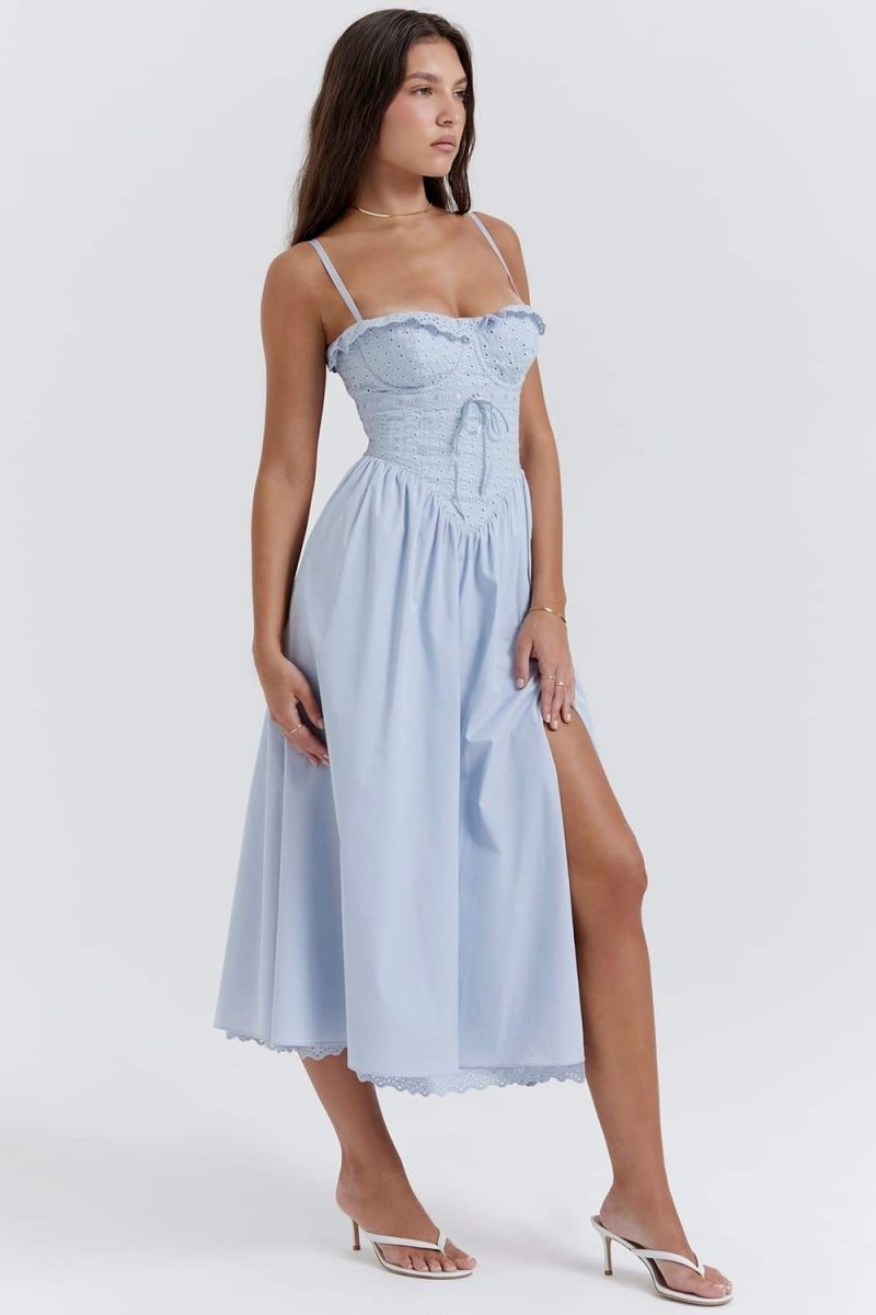 Helen Broderet Lace Corset Midi-kjole