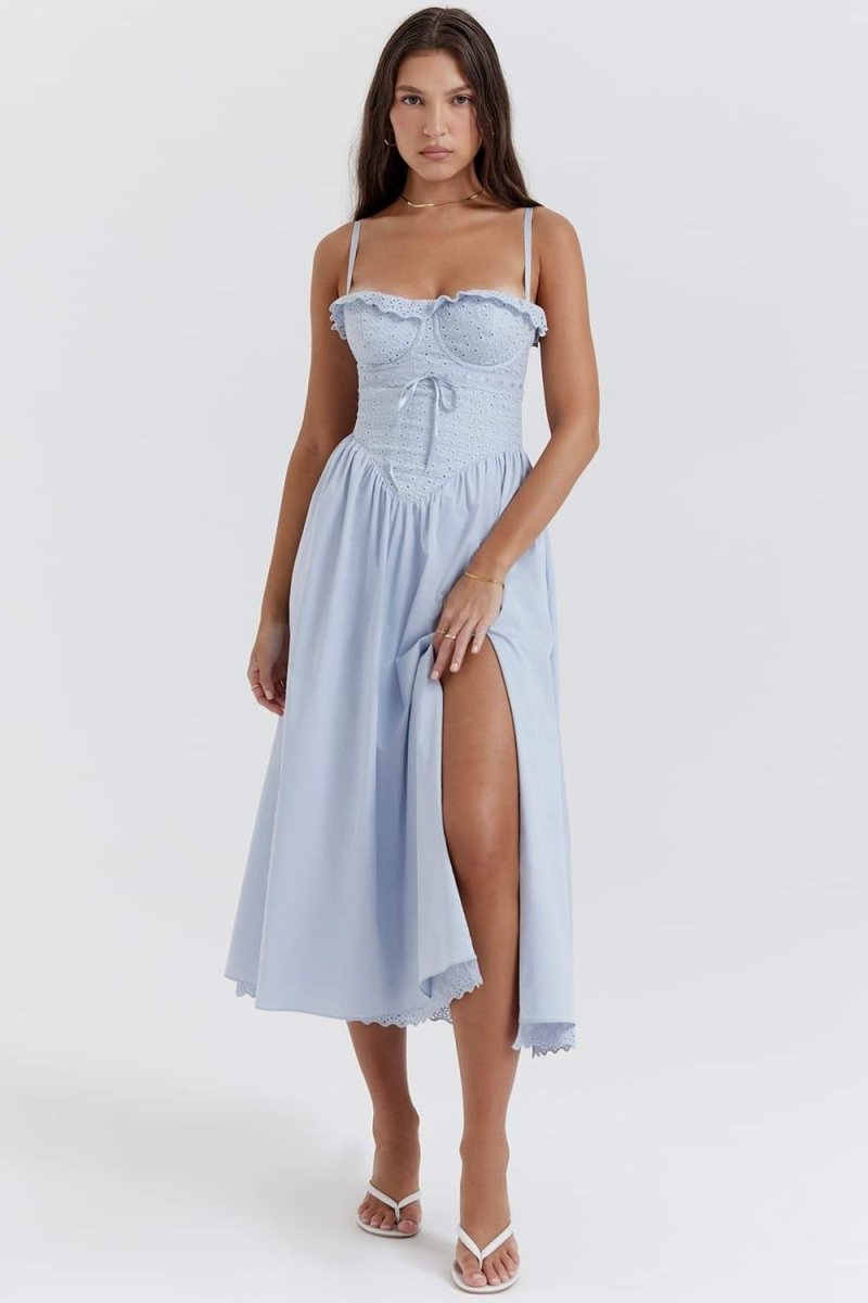 Helen Broderet Lace Corset Midi-kjole