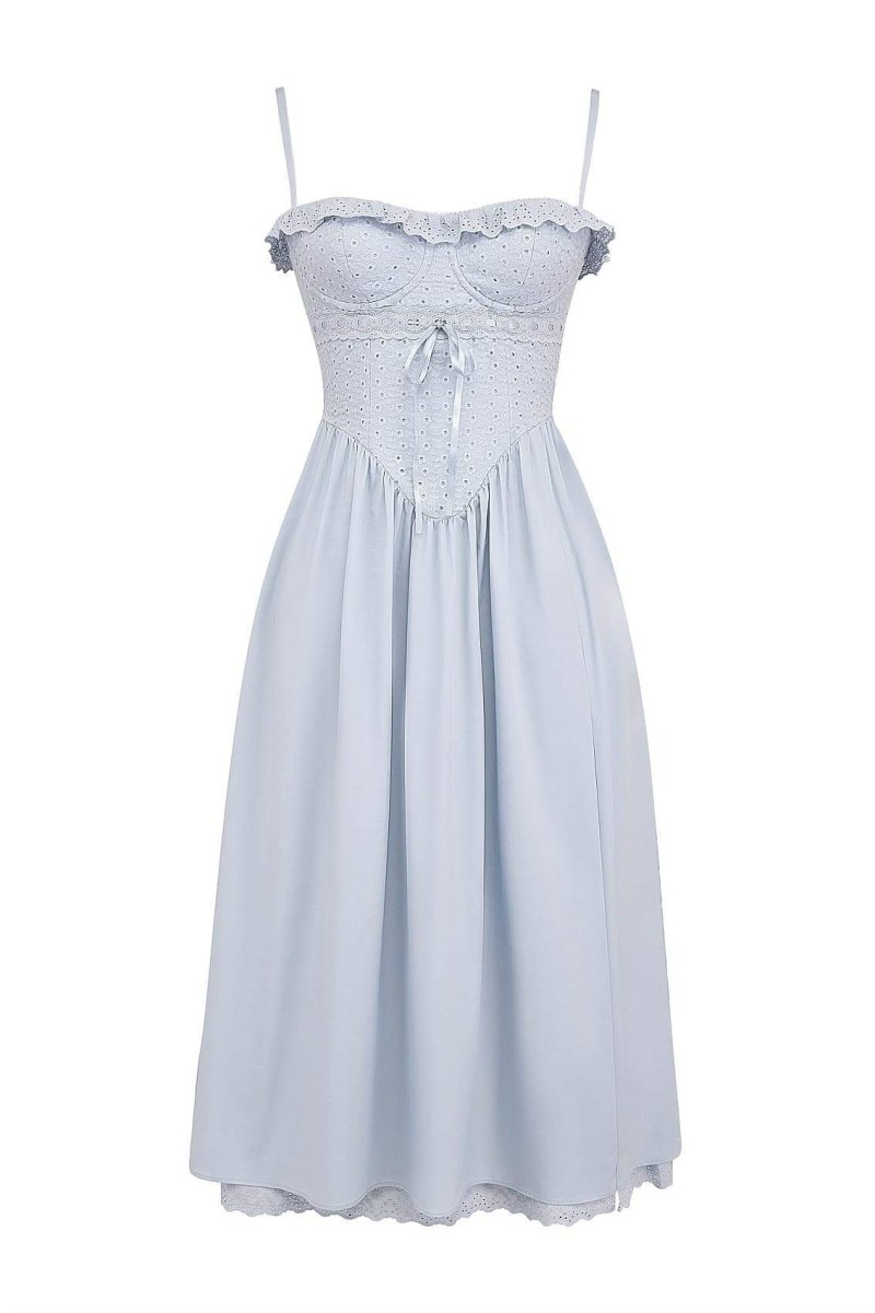 Helen Broderet Lace Corset Midi-kjole