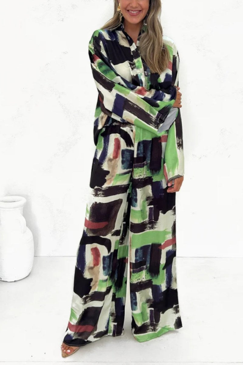 Letni zestaw z kieszeniami i nadrukiem z elastycznym pasem