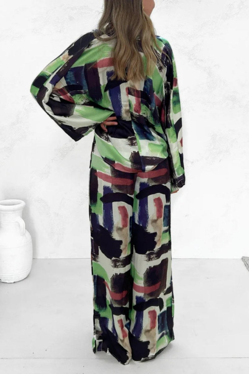 Letni zestaw z kieszeniami i nadrukiem z elastycznym pasem