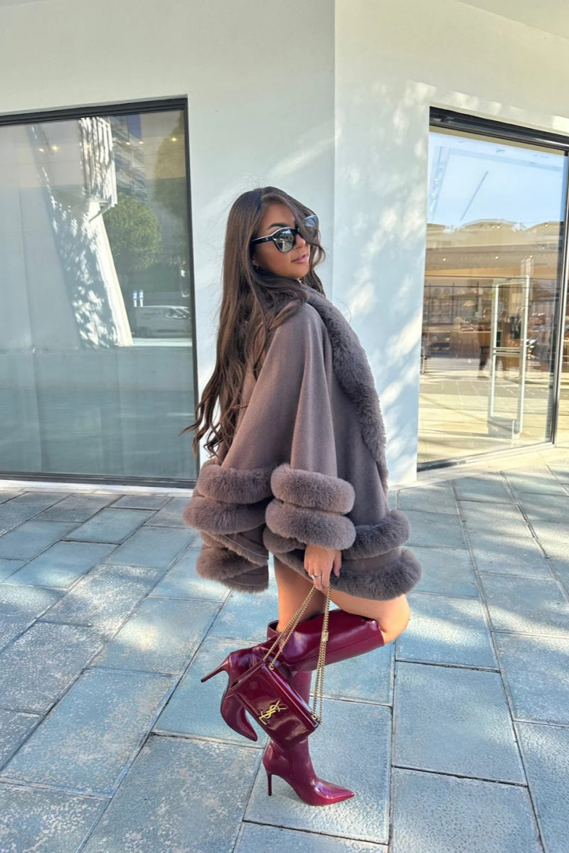 Furry Bat-Style Cape Coat