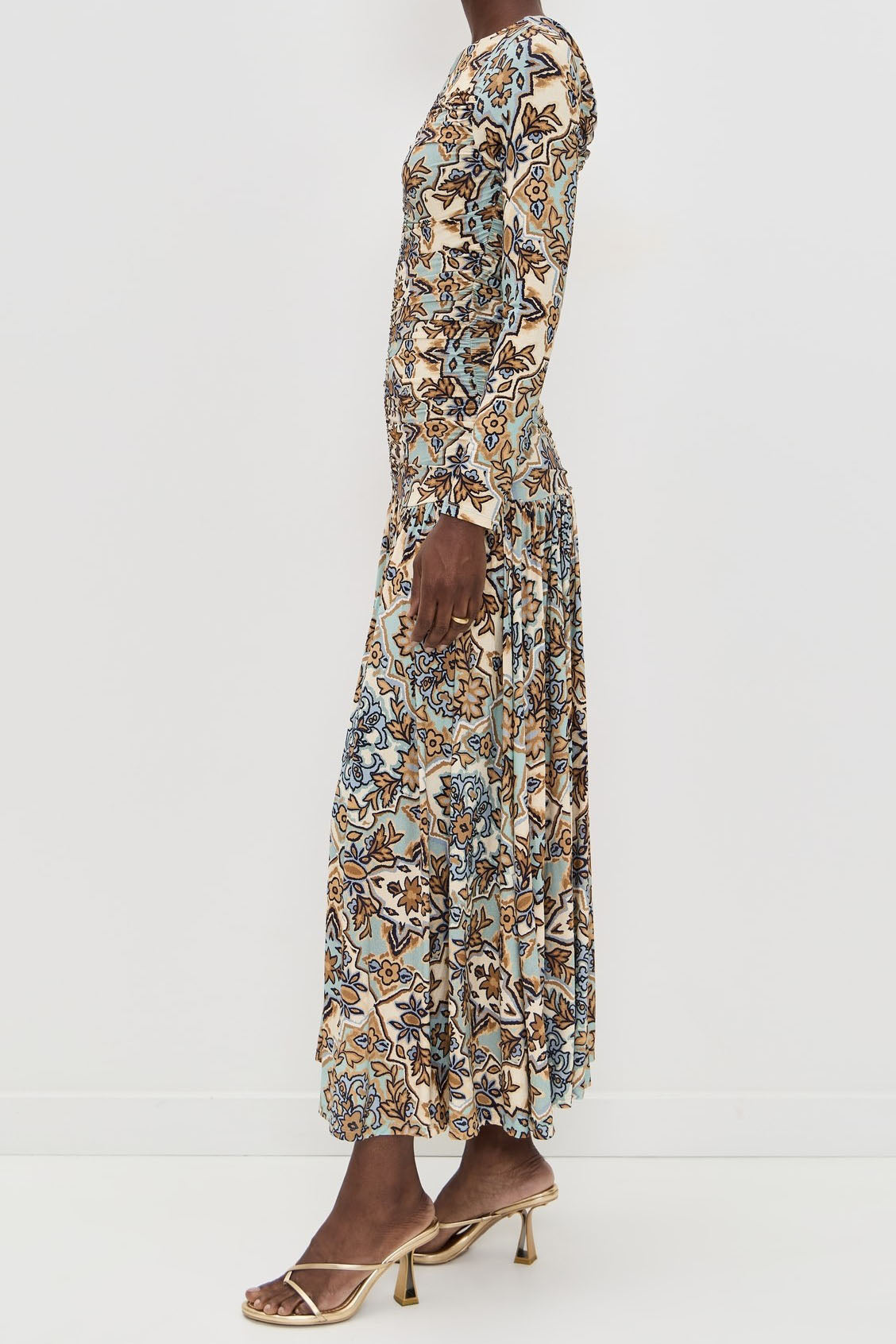 Elegant Geometric Floral Midi Dress