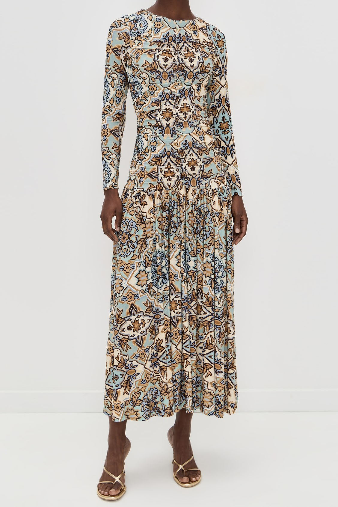 Elegant Geometric Floral Midi Dress