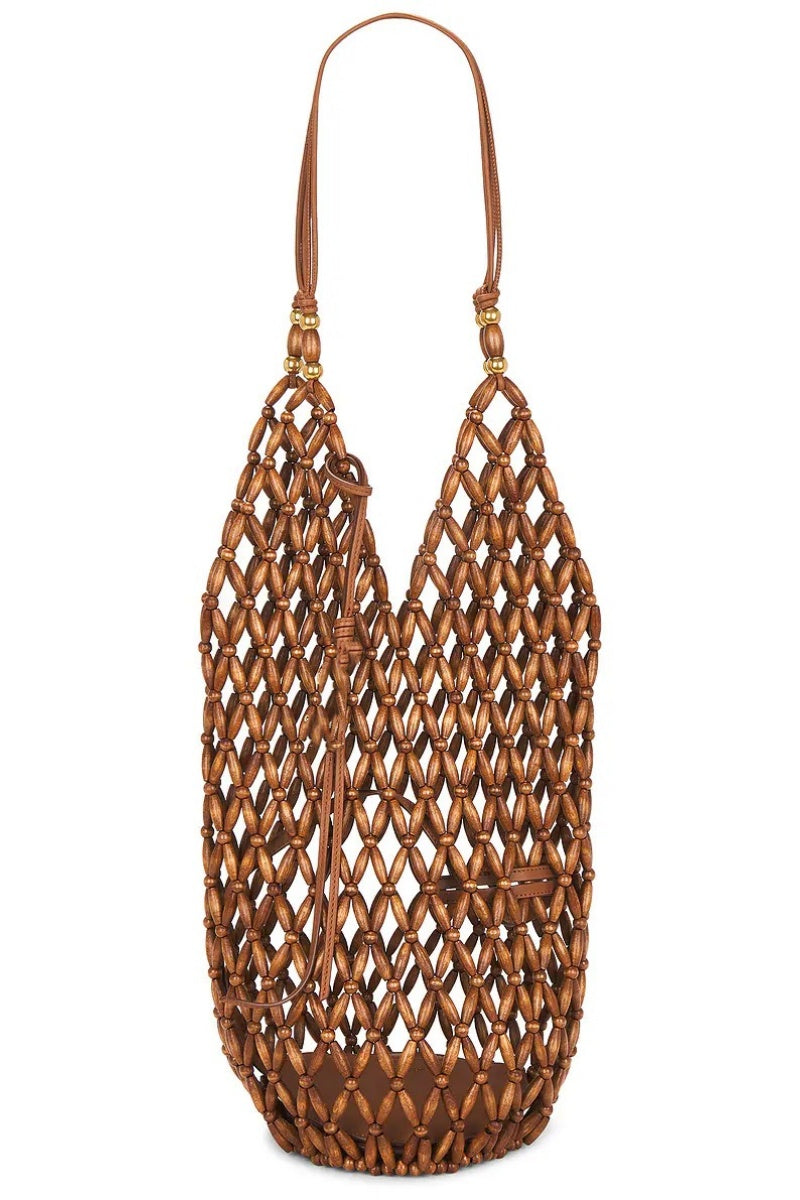 Georgina Huel Out Wooden Beads Schëllerbeutel