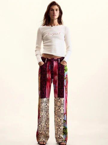 PANTALONI A STAMPA PATCHWORK FLOW