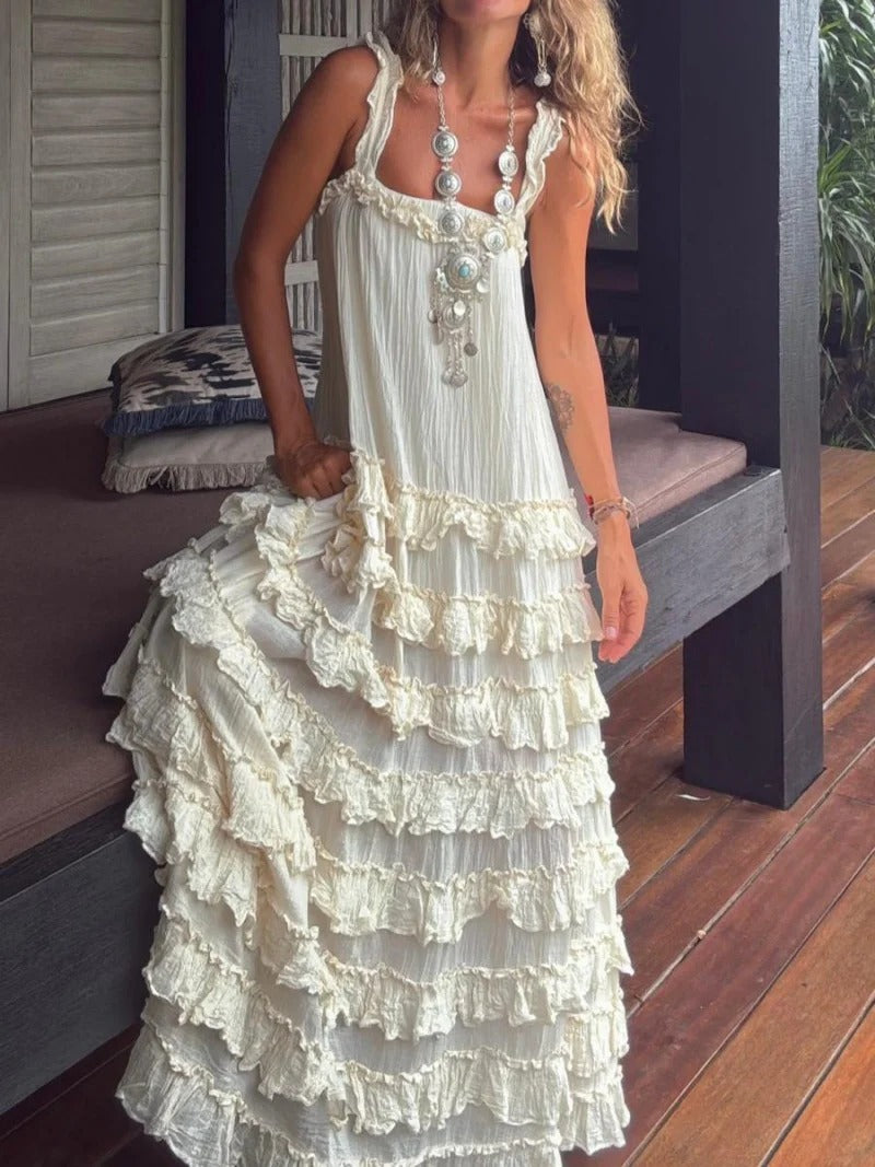 Rochie midi în straturi, geometrică, roșu și albă