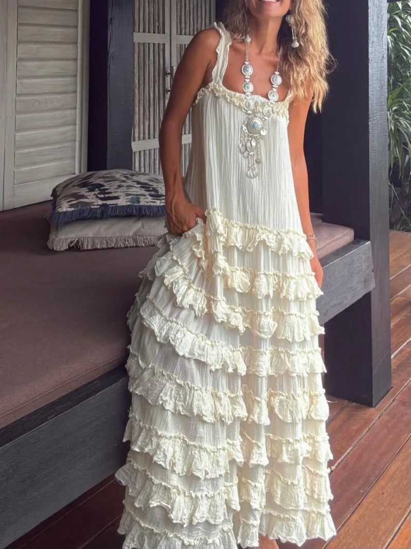 Rochie midi în straturi, geometrică, roșu și albă