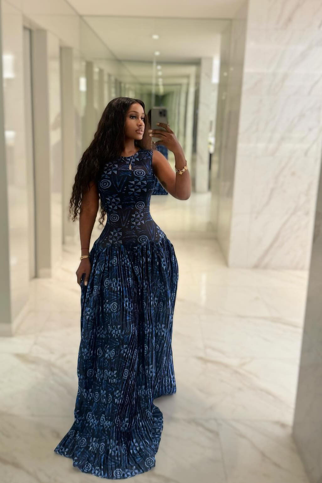 Adinkra Pleated Maxi Dress