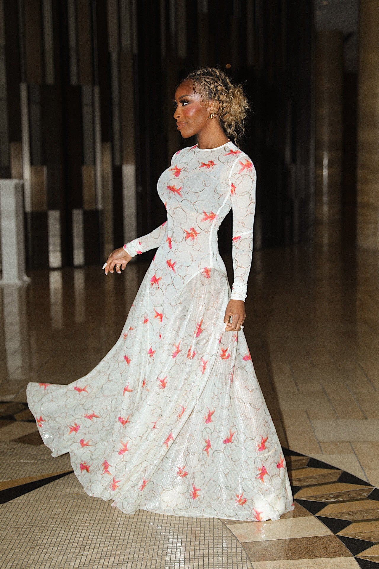 Chic Sheer Fish Maxi Dress