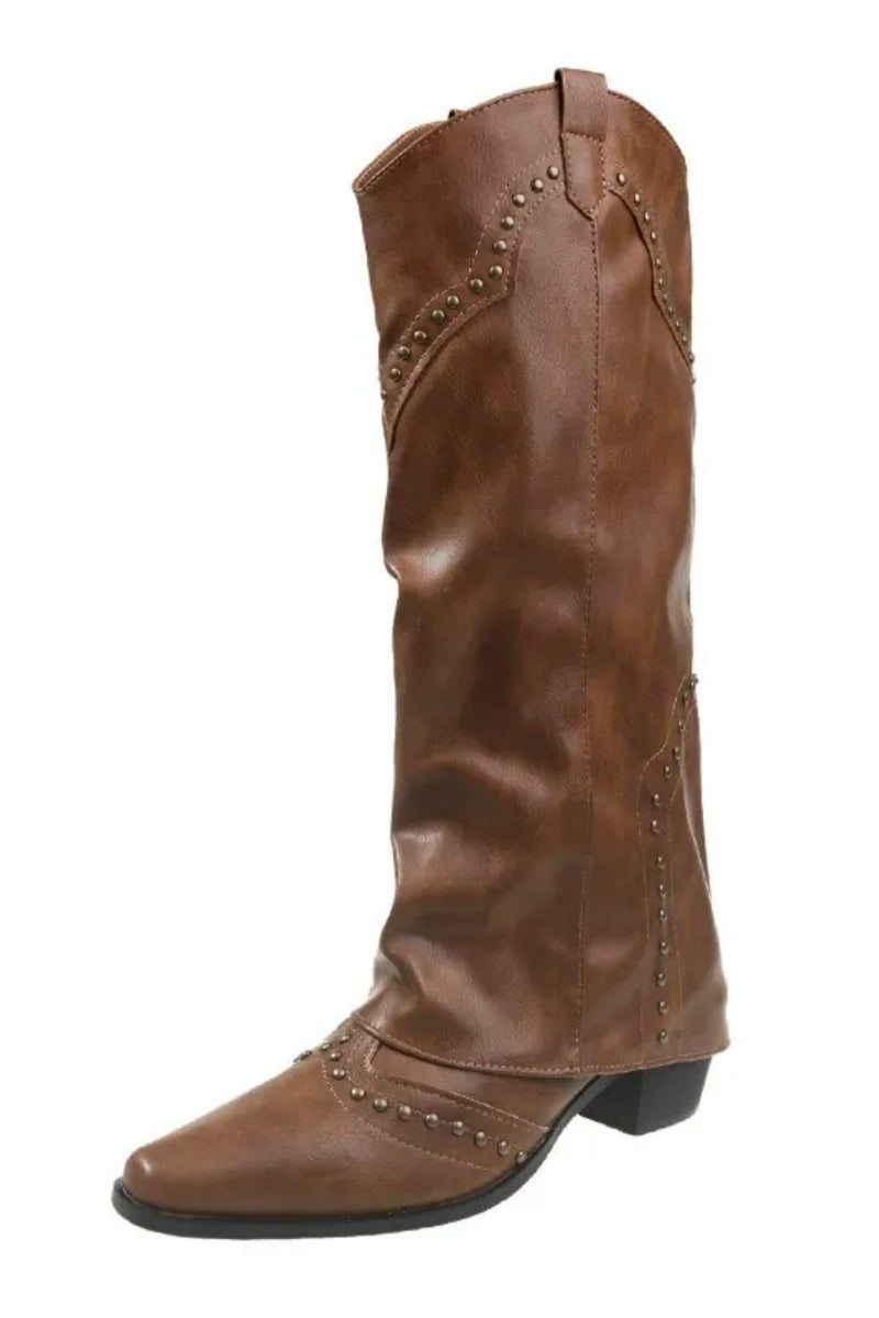 Vintage Rivet High-Leg Boots