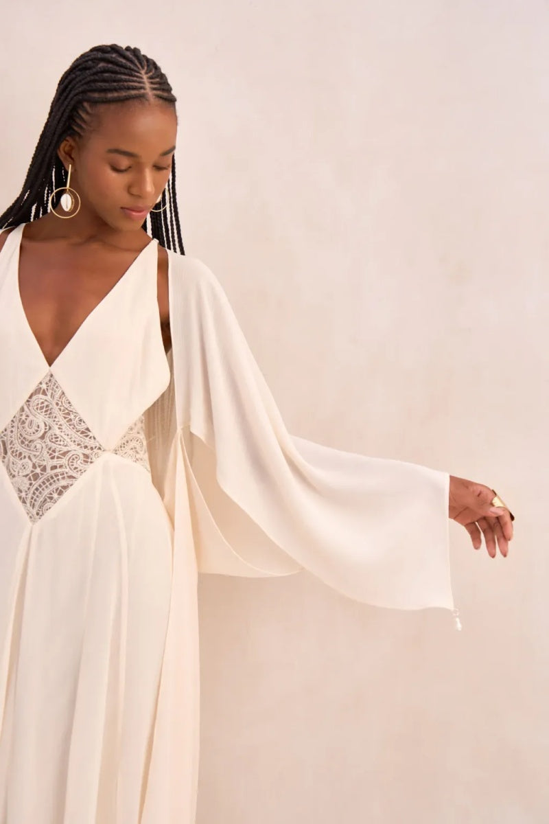 Lace Hollow Back Maxi Dress