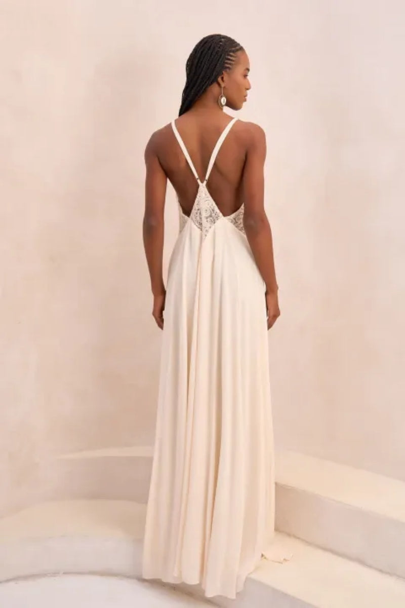 Lace Hollow Back Maxi Dress
