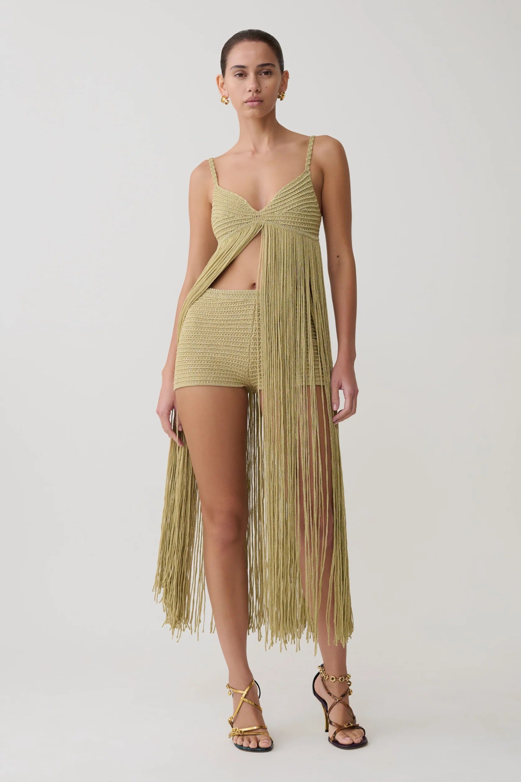 Fringe Crochet Camisole Short Set