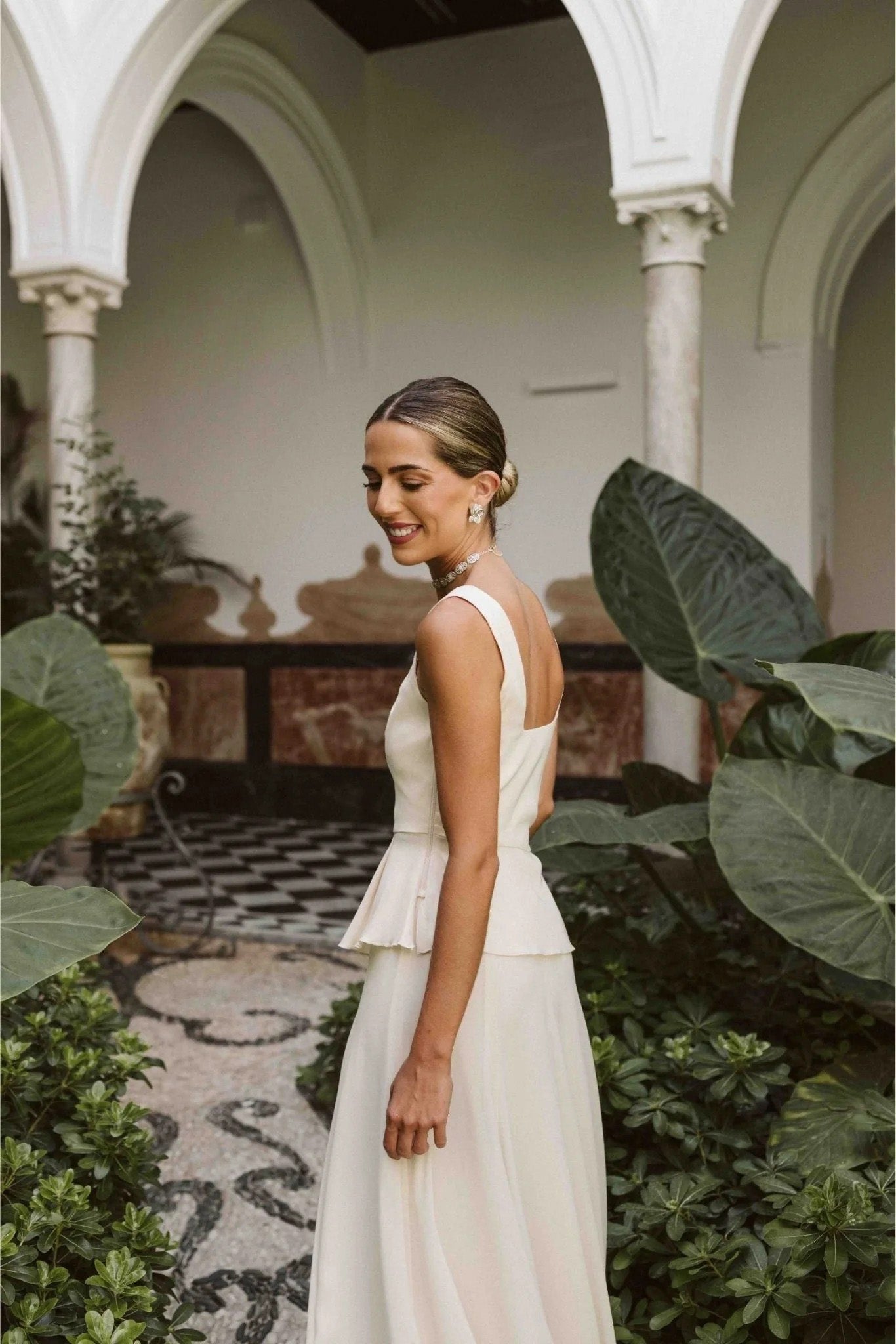 Ärmellos Halter Taillebetountes Spëtze-Jupe Set