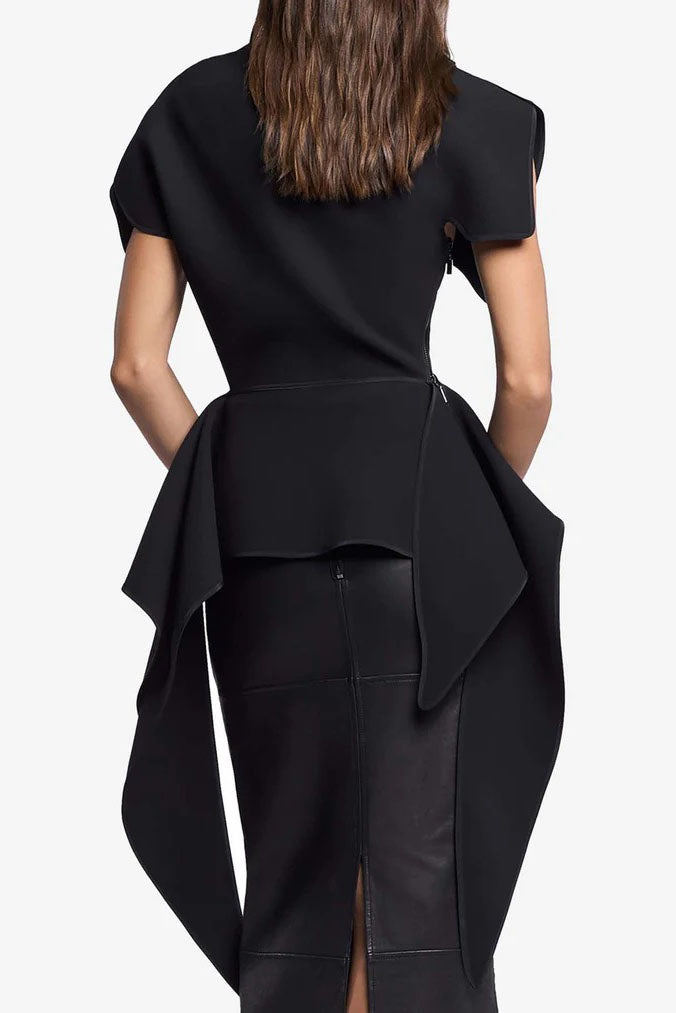Set aus Fransel-Broumblegpantalonen a strukturéiertem Peplum-Top