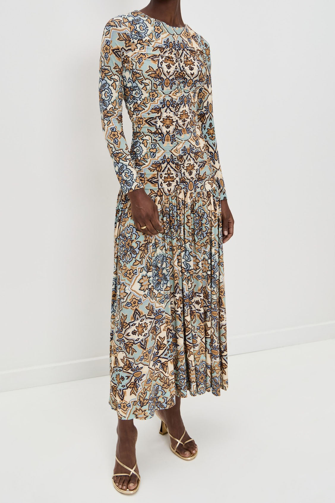 Elegant Geometric Floral Midi Dress