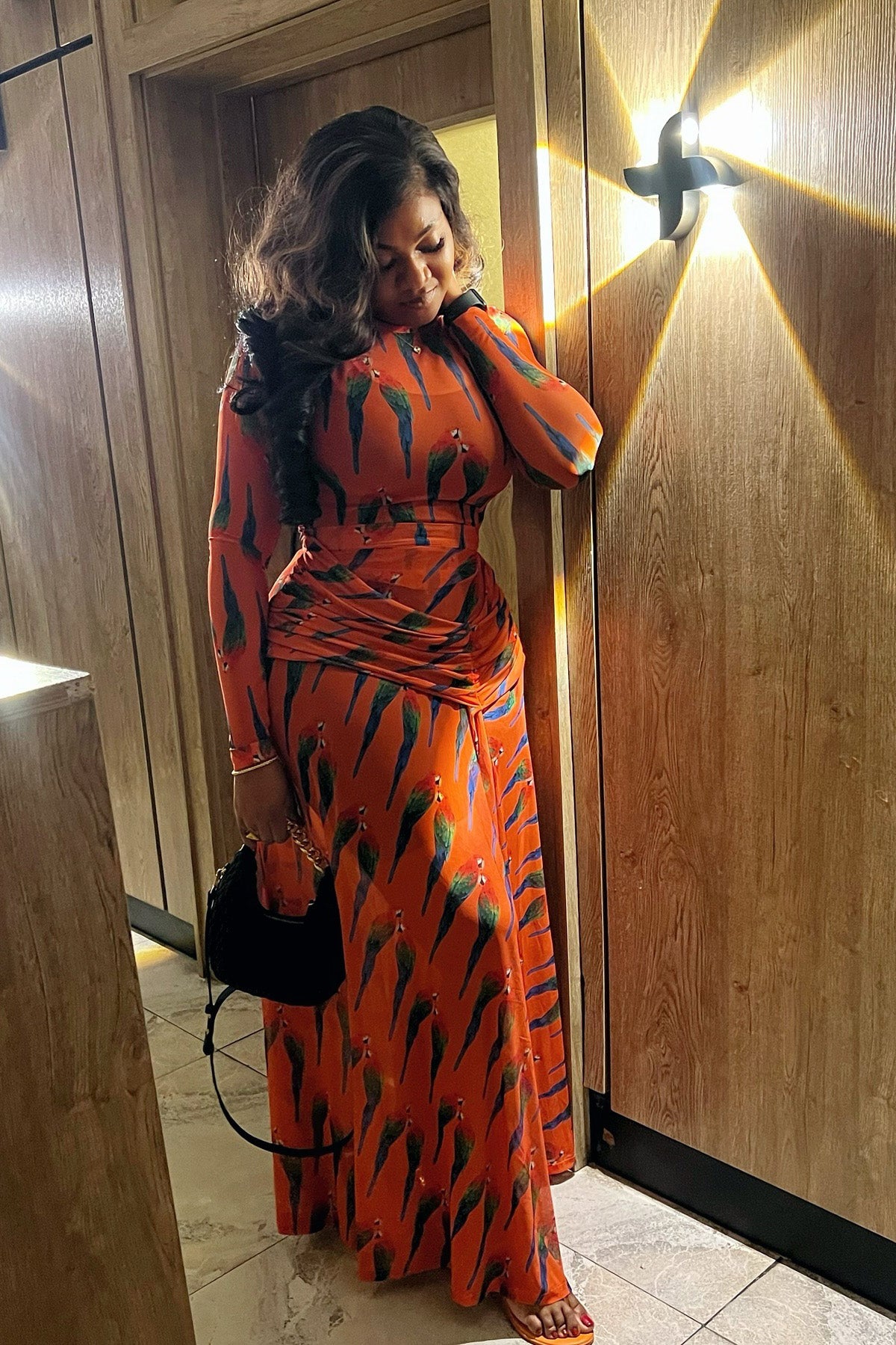 Bold Tropical Print Flare Maxi Dress