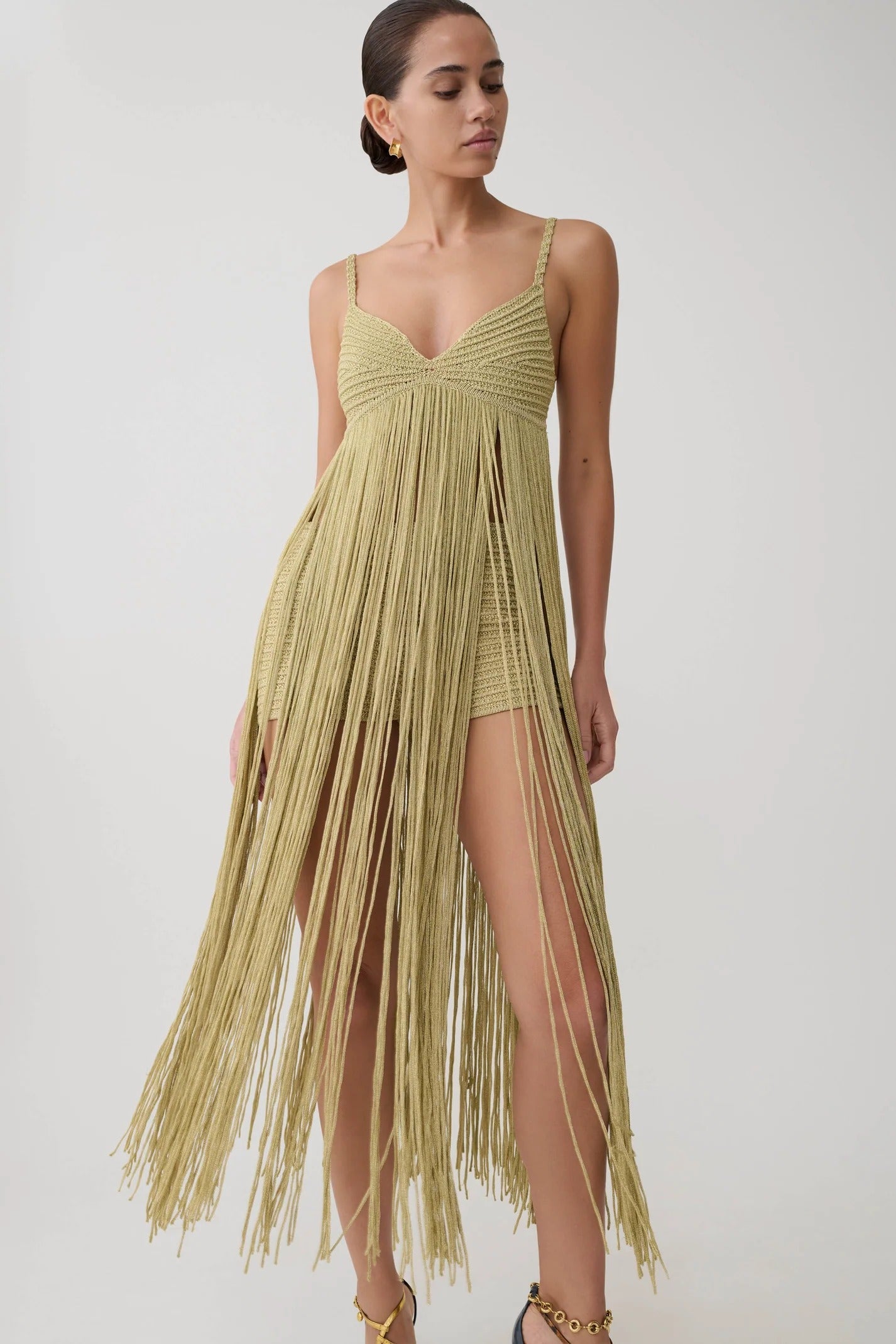 Fringe Crochet Camisole Short Set