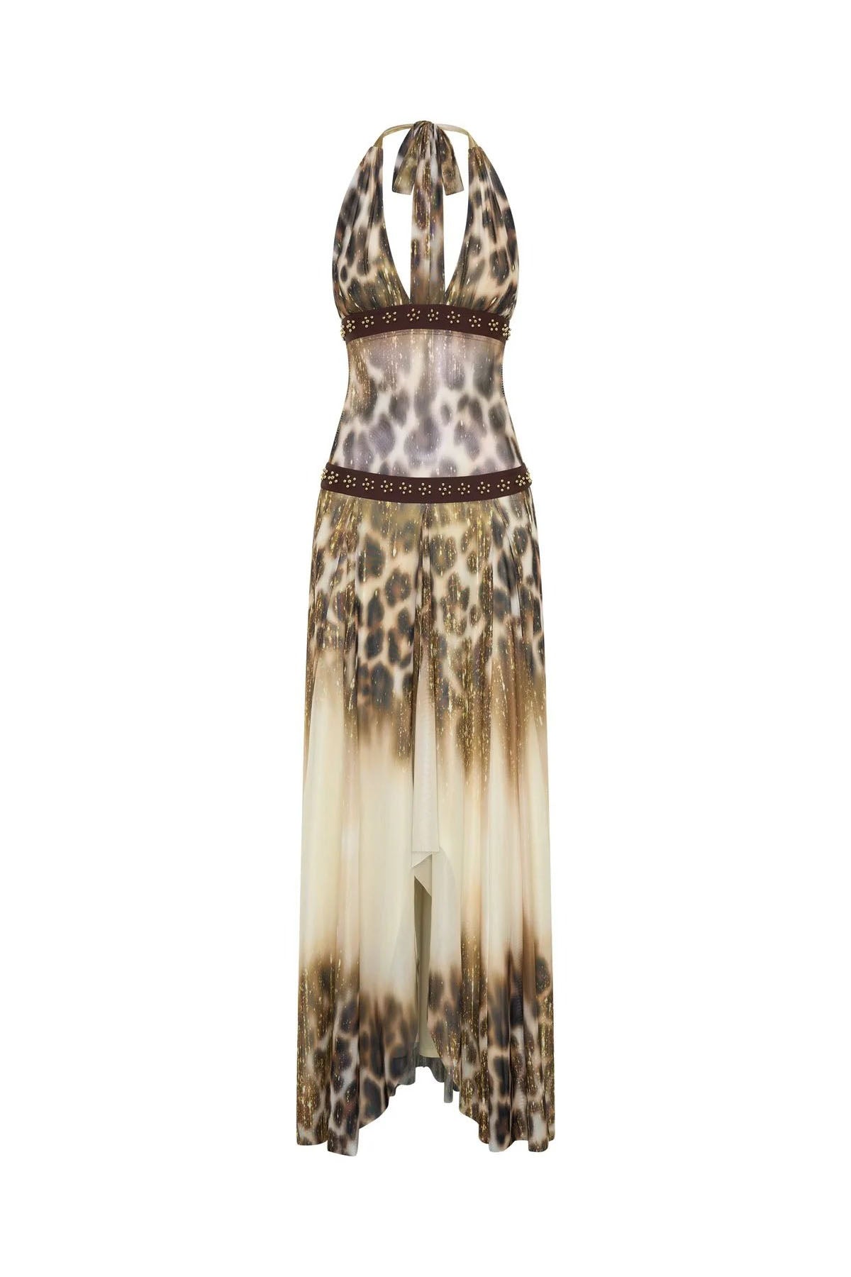 Maxikleid mit Leopardenmuster und Ombré-Halterung